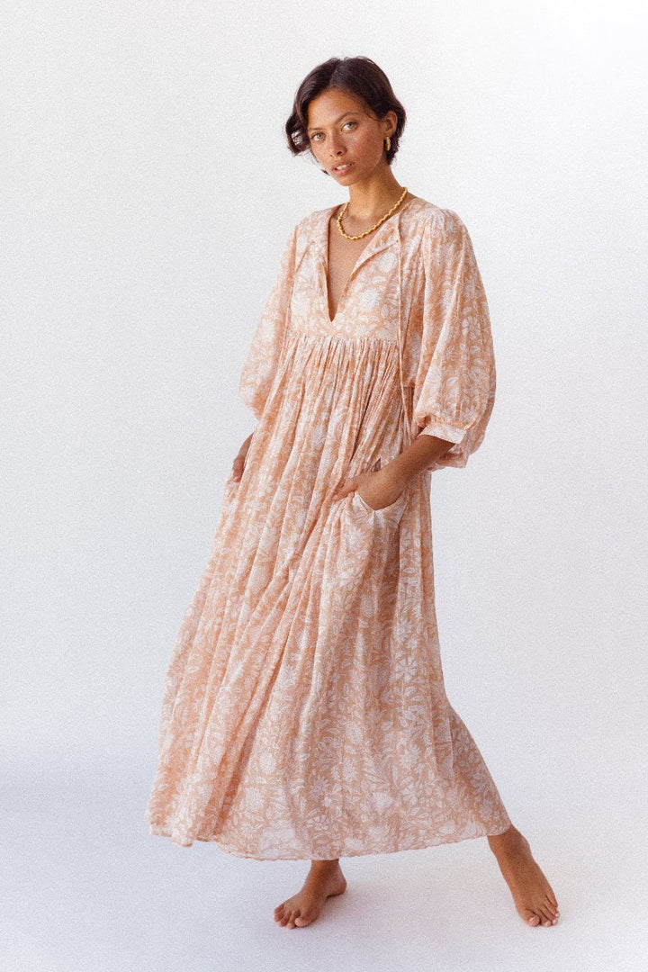 Kyra Maxi Dress ~ Apricot Blush